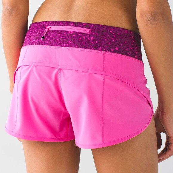 Lululemon Speed Short 2.5" Pink Paradise / Paradise Geo Regal Plum Multi Size 4 - Picture 1 of 10